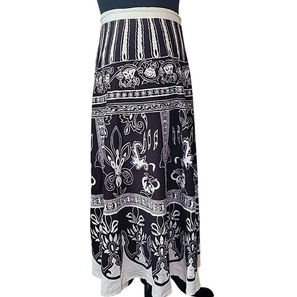 Vintage Jessica Taylor Rockabilly Peasant Skirt Brown White Boho Sz 28 - Picture 2 of 8